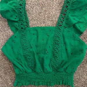 Love Emerald Green Eyelet Blouse